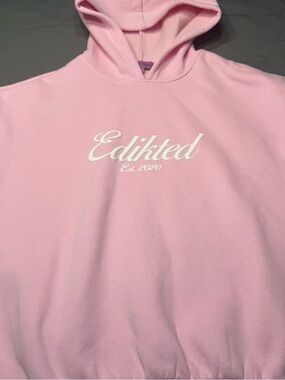Edikted Pink Hoodie with White Script Logo small